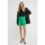Kratke hlače Karl Lagerfeld x Darcel Disappoints ženske, zelena barva - zelena. Kratke hlače iz kolekcije Karl Lagerfeld, izdelane iz pletenine. Model iz izjemno udobne tkanine z visoko vsebnostjo bombaža.