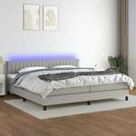 shumee Box spring postelja z vzmetnico LED sv. siva 200x200 cm blago