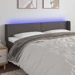 Vidaxl LED posteljno vzglavje sivo 183x16x78/88 cm umetno usnje