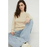 Pulover Levi's ženski, bež barva - bež. Pulover iz kolekcije Levi's. Model izdelan iz enobarvne pletenine. Material z optimalno elastičnostjo zagotavlja popolno svobodo gibanja.
