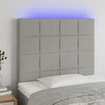Greatstore LED posteljno vzglavje svetlo sivo 100x5x118/128 cm blago