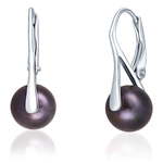 JwL Luxury Pearls Srebrni uhani s pravim črnim biserom JL0650