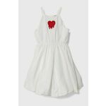 Otroška obleka Pinko Up bela barva - bela. Otroški obleka iz kolekcije Pinko Up. Model izdelan iz tkanine z nalepko. Zaradi vsebnosti poliestra je tkanina bolj odporna na gubanje.
