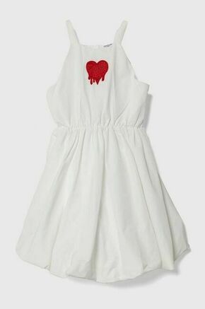 Otroška obleka Pinko Up bela barva - bela. Otroški obleka iz kolekcije Pinko Up. Model izdelan iz tkanine z nalepko. Zaradi vsebnosti poliestra je tkanina bolj odporna na gubanje.
