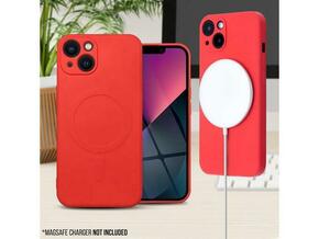 Onasi silikonski ovitek MagSafe za iPhone 14 Plus - mat rdeč