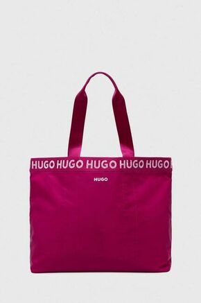 Torbica HUGO roza barva - roza. Torba iz kolekcje HUGO. Brez zapenjanja model narejen iz tekstilnega materiala.