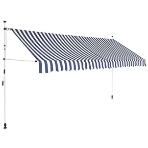 Shumee Ročno zložljiva tenda 350 cm modre in bele črte