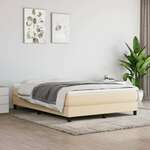 vidaXL Box spring postelja z vzmetnico krem 140x200 cm blago
