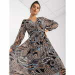 ITALY MODA Ženska polkrožna midi obleka z orientalskim vzorcem BROOK black DHJ-SK-11389-2.52P_387302 Univerzalni