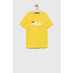 Fila bombažna otroška majica - rumena. T-shirt otrocih iz zbirke Fila. Model narejen iz rahlo elastična tkanina.