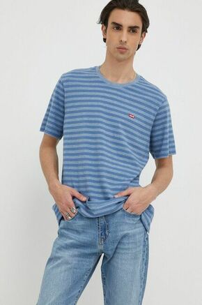 Bombažna kratka majica Levi's - modra. Lahkotna majica iz kolekcije Levi's. Model izdelan iz tanke