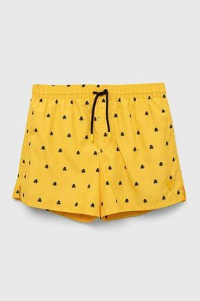 Otroške kopalne kratke hlače Guess rumena barva - rumena. Otroški kopalne kratke hlače iz kolekcije Guess. Model izdelan iz lahkega blaga. Izjemno zračen