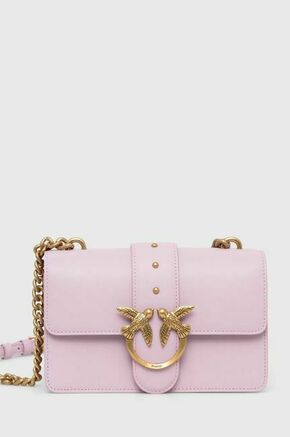Usnjena torbica Pinko vijolična barva - vijolična. Majhna torbica iz kolekcije Pinko. Model na zapenjanje