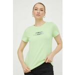 Bombažna kratka majica Armani Exchange ženski, zelena barva - zelena. Kratka majica iz kolekcije Armani Exchange, izdelana iz pletenine z nalepko. Model iz izjemno udobne bombažne tkanine.