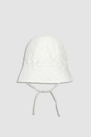 Otroški bombažni klobuk Coccodrillo bela barva - bela. Otroške klobuk iz kolekcije Coccodrillo. Model z ozkim robom