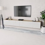 TV omarica 2 kosa iverna plošča 120x40x34 cm sijajno bela hrast