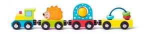 Drevesni vlak z ježkom in igračami