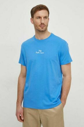 Bombažna kratka majica Polo Ralph Lauren moški - modra. Kratka majica iz kolekcije Polo Ralph Lauren
