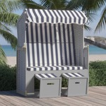 Stol za na plažo s streho poli ratan in trden les moder in bel