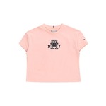 Otroška bombažna kratka majica Tommy Hilfiger roza barva - roza. Otroške kratka majica iz kolekcije Tommy Hilfiger. Model izdelan iz pletenine z nalepko. Model iz izjemno udobne bombažne tkanine.