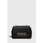 Torbica HUGO črna barva - črna. Srednje velika torbica iz kolekcije HUGO. Model na zapenjanje, izdelan iz ekološkega usnja.