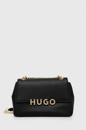 Torbica HUGO črna barva - črna. Srednje velika torbica iz kolekcije HUGO. Model na zapenjanje
