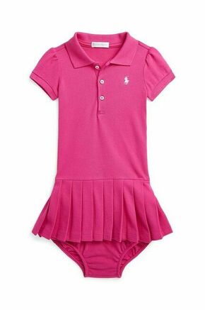 Otroška bombažna obleka Polo Ralph Lauren roza barva - roza. Obleka za dojenčke iz kolekcije Polo Ralph Lauren. Raven model
