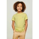 Otroška bombažna kratka majica Tommy Hilfiger rumena barva - rumena. Otroške kratka majica iz kolekcije Tommy Hilfiger. Model izdelan iz tanke, rahlo elastične pletenine.