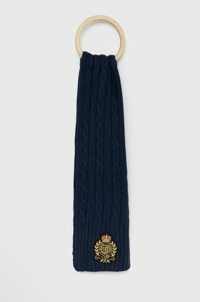Šal s primesjo volne Lauren Ralph Lauren mornarsko modra barva - mornarsko modra. Šal iz kolekcije Lauren Ralph Lauren. Model izdelan iz pletenine z nalepko.
