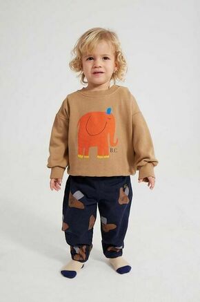 Bombažen pulover za dojenčka Bobo Choses rjava barva - rjava. Pulover za dojenčka iz kolekcije Bobo Choses. Model izdelan iz mehke