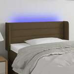 Greatstore LED posteljno vzglavje temno rjavo 103x16x78/88 cm blago