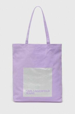 Torbica Karl Lagerfeld Jeans vijolična barva - vijolična. Velika nakupovalna torbica iz kolekcije Karl Lagerfeld Jeans. Model na zapenjanje