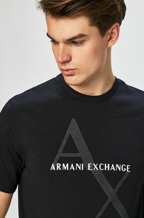 Armani Exchange T-shirt - mornarsko modra. T-shirt iz zbirke Armani Exchange. Model narejen iz tiskane tkanine.