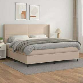 Box spring postelja z vzmetnico kapučino 200x200 cm um. usnje - vidaXL - Rjava - 94