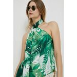 Majica Lauren Ralph Lauren ženska, zelena barva - zelena. Bluza iz kolekcije Lauren Ralph Lauren, izdelana iz vzorčaste tkanine. Poliester zagotavlja večjo odpornost na gubanje.