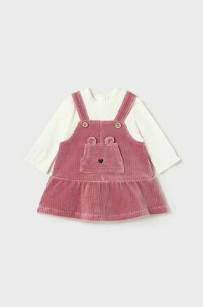 Obleka za dojenčka Mayoral Newborn roza barva - roza. Obleka za dojenčke iz kolekcije Mayoral Newborn. Nabran model