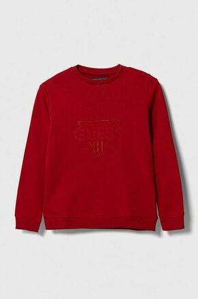 Otroški bombažen pulover Guess rdeča barva - rdeča. Otroški pulover iz kolekcije Guess