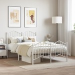vidaXL Kovinski posteljni okvir z vzglavjem in vznožjem&nbsp;bel 120x200 cm