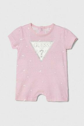 Otroški pajac Guess - roza. Pajac za dojenčka iz kolekcije Guess. Model izdelan iz materiala