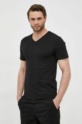 Bombažen t-shirt Lacoste črna barva - črna. T-shirt iz kolekcije Lacoste. Model izdelan iz tanke
