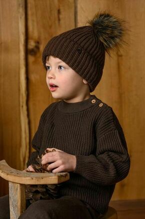 Otroška kapa s primesjo volne Jamiks COLD II rjava barva - rjava. Otroška kapa iz kolekcije Jamiks. Model izdelan iz enobarvnega materiala.