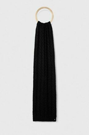 Šal s primesjo volne Lauren Ralph Lauren črna barva - črna. Šal iz kolekcije Lauren Ralph Lauren. Model izdelan iz enobarvne pletenine. Izjemno udoben material.