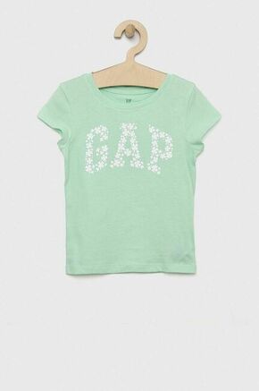 Otroška bombažna kratka majica GAP zelena barva - zelena. Otroški Lahkotna kratka majica iz kolekcije GAP. Model izdelan iz tanke