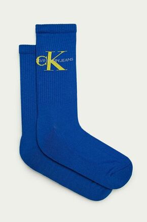 Calvin Klein nogavice - modra. Dolge nogavice iz zbirke Calvin Klein. Model iz elastičnega materiala.