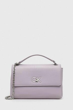Torbica Calvin Klein vijolična barva - vijolična. Srednje velika torbica iz kolekcije Calvin Klein. Model na zapenjanje