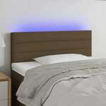 Greatstore LED posteljno vzglavje temno rjavo 100x5x78/88 cm blago