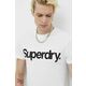 Bombažna kratka majica Superdry bela barva - bela. Kratka majica iz kolekcije Superdry, izdelana iz tanke, elastične pletenine. Model iz izjemno udobne bombažne tkanine.