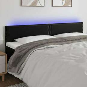 Shumee LED posteljno vzglavje črno 180x5x78/88 cm umetno usnje