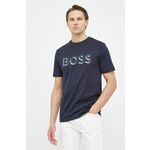 Bombažna kratka majica BOSS mornarsko modra barva - mornarsko modra. Kratka majica iz kolekcije BOSS. Model izdelan iz tanke, elastične pletenine.