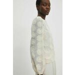 Majica Answear Lab ženska, bež barva - bež. Bluza iz kolekcije Answear Lab izdelana iz tkanine z dekorativnim vezenjem. Model iz zračne tkanine z visoko vsebnostjo viskoze.